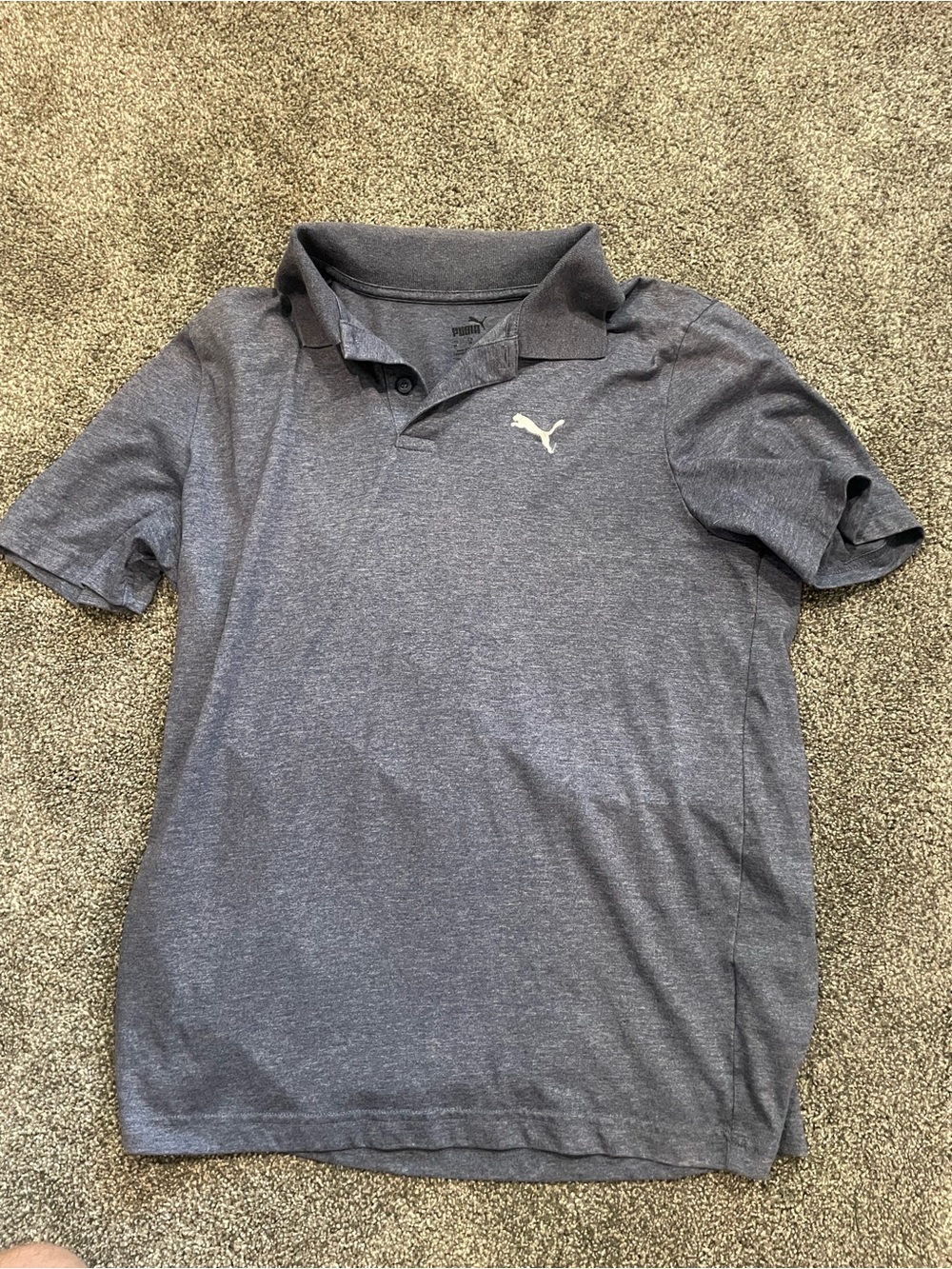 Puma Men's Heather Navy Gray Polo with White Logo